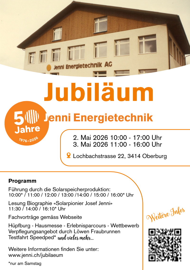 Jubiläum 50 Jahre Jenni Energietechnik AG