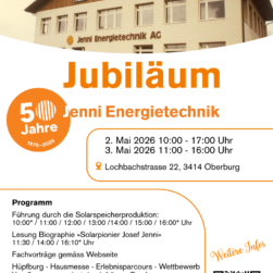 Jubiläum 50 Jahre Jenni Energietechnik AG
